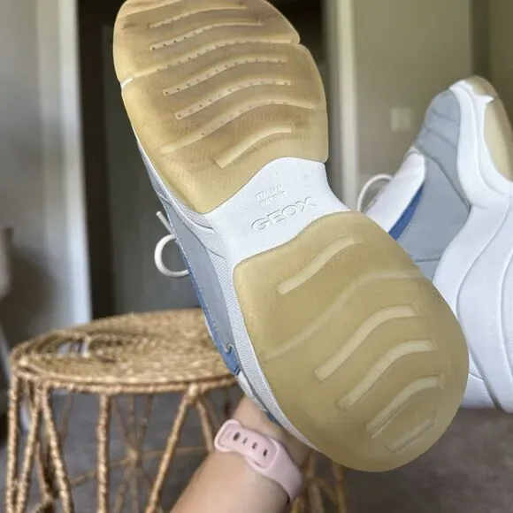 GEOX Kirya Sneaker Sage Leather Women’s US 10 $160 Chunky Trainer Shoes White - Picture 4 of 11